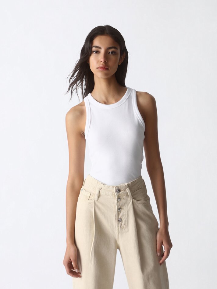 Calça jeans comprida - cor areia