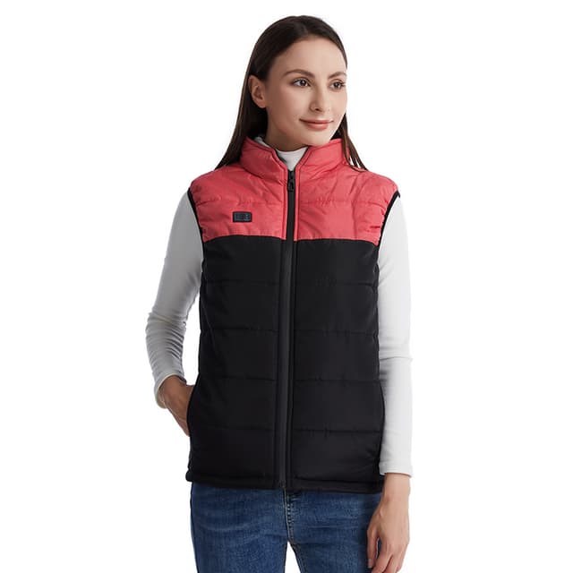 Opvarmet vest med dobbelte kontroller, konstant temperatur og varme Sort+rød M