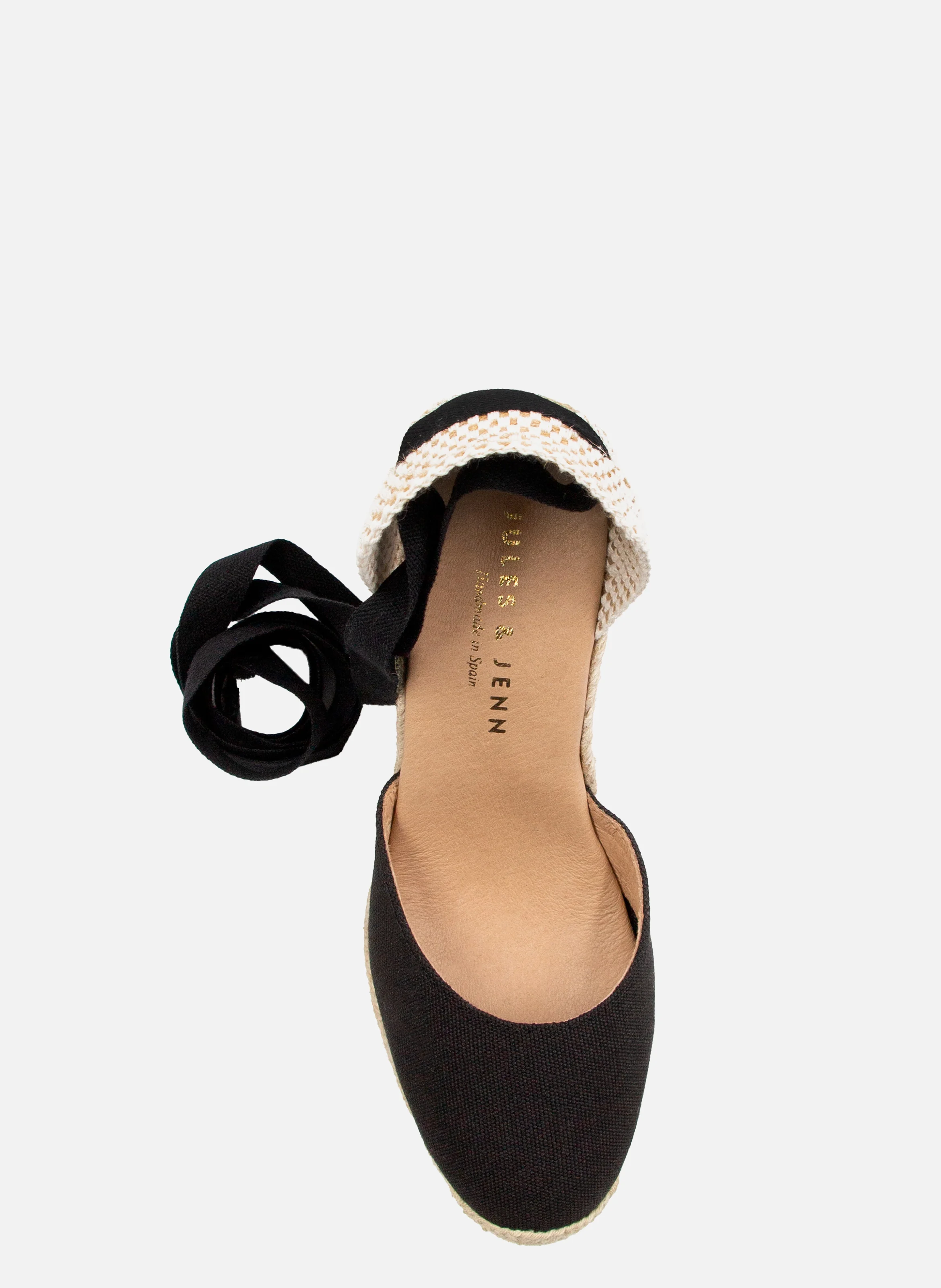 Espadrilles compensées lacées toile recyclée | Noir