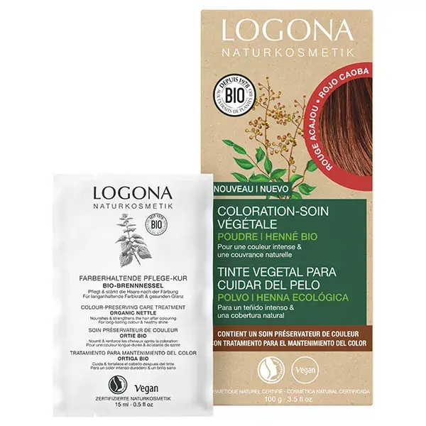 Tratamento de coloração capilar Logona Mahogany Red 100g