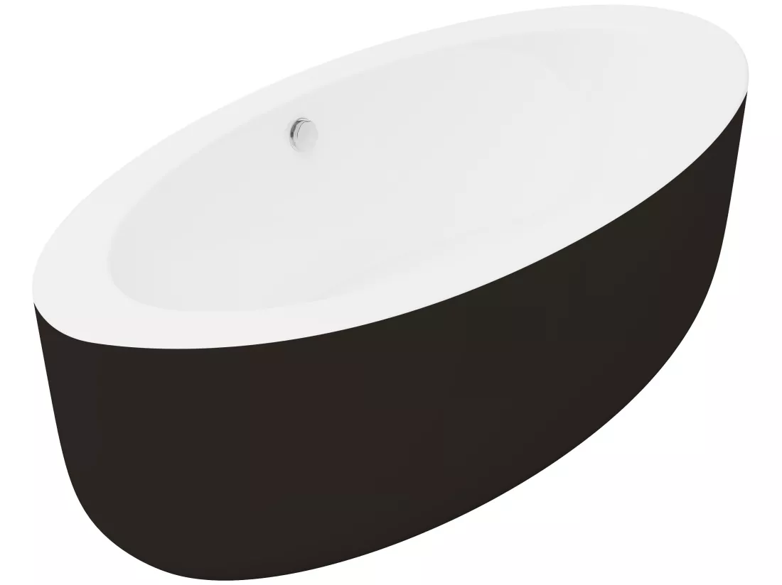 Baignoire îlot ovale - 251 L - 185 x 90 x 58 cm - Noire - Acrylique - MARMATI