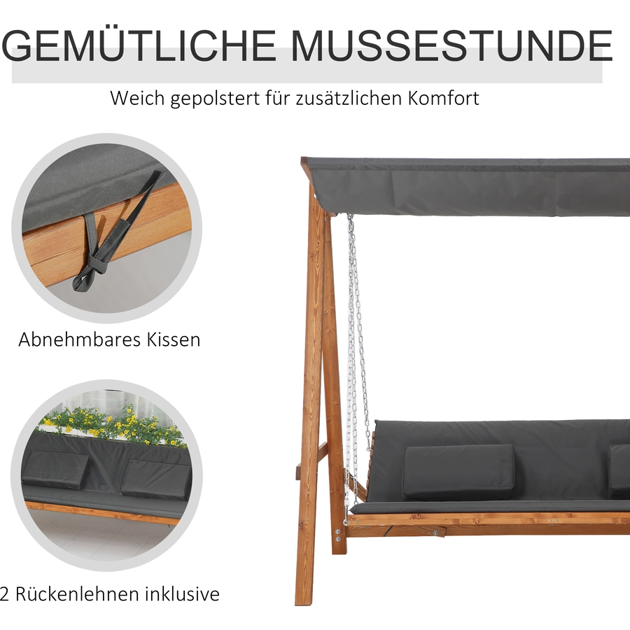 Outsunny Hollywoodschaukel mit Bettfunktion bunt