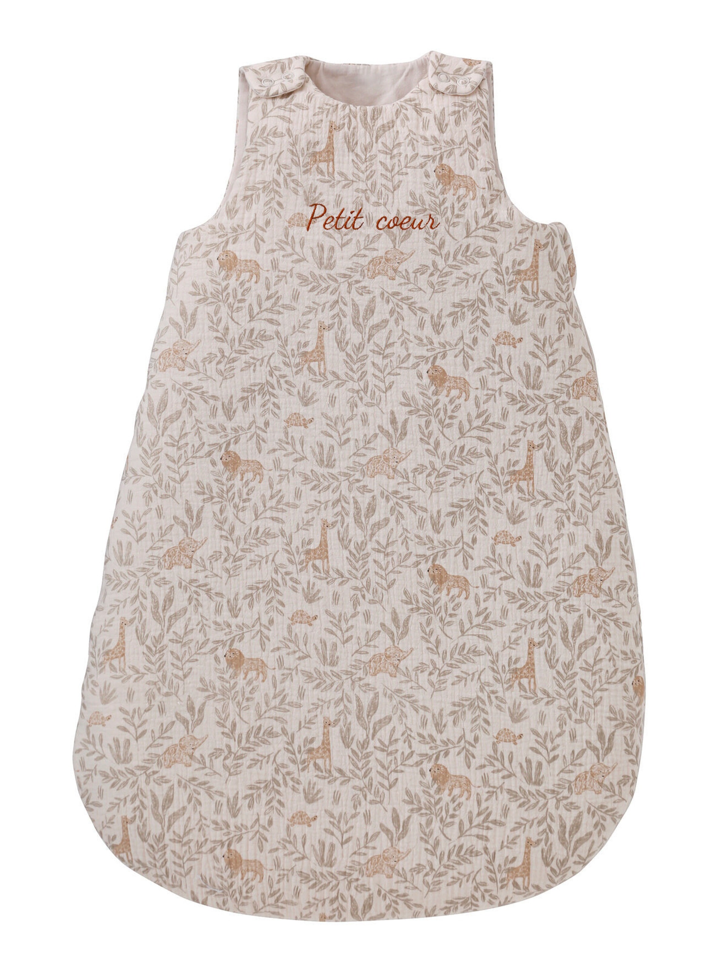 Vertbaudet Ärmelloser Baby Schlafsack BABYLON beige bedruckt