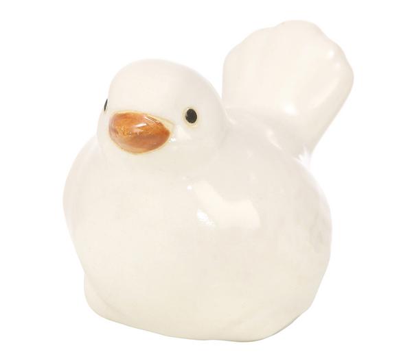 Dehner Keramik Vogel weiß glasiert, 11 cm