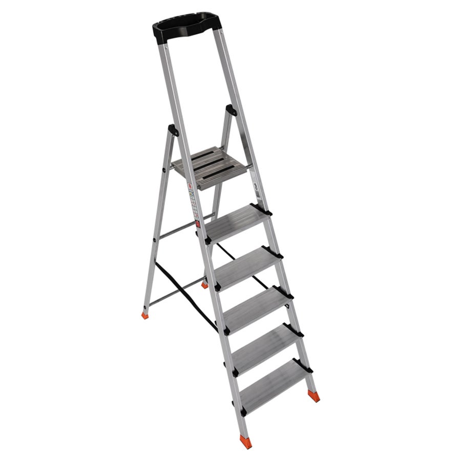 Euroline 22578 Trapladder met veiligheidsbrug en gereedschapsbak, 6 treden