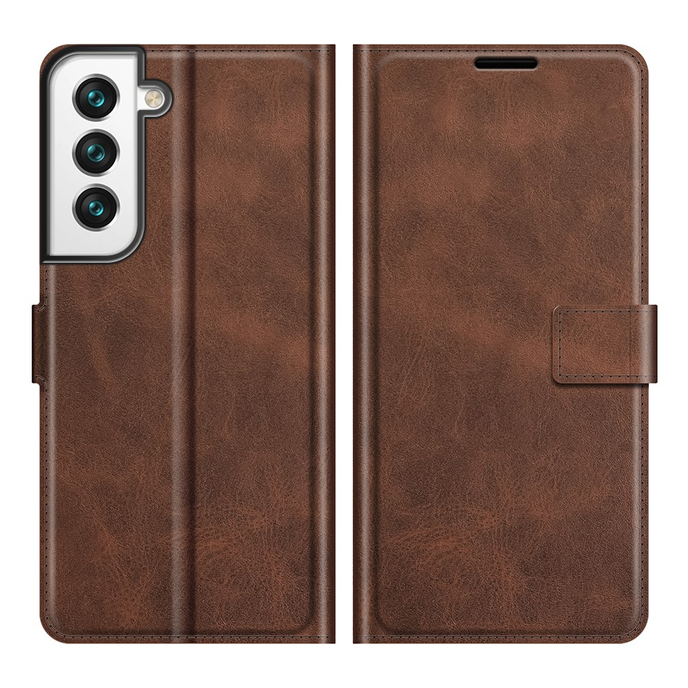Samsung Galaxy S22 5G Vintage Leder Tasche Flip Cover mit Kartenfächer - Dunkelbraun