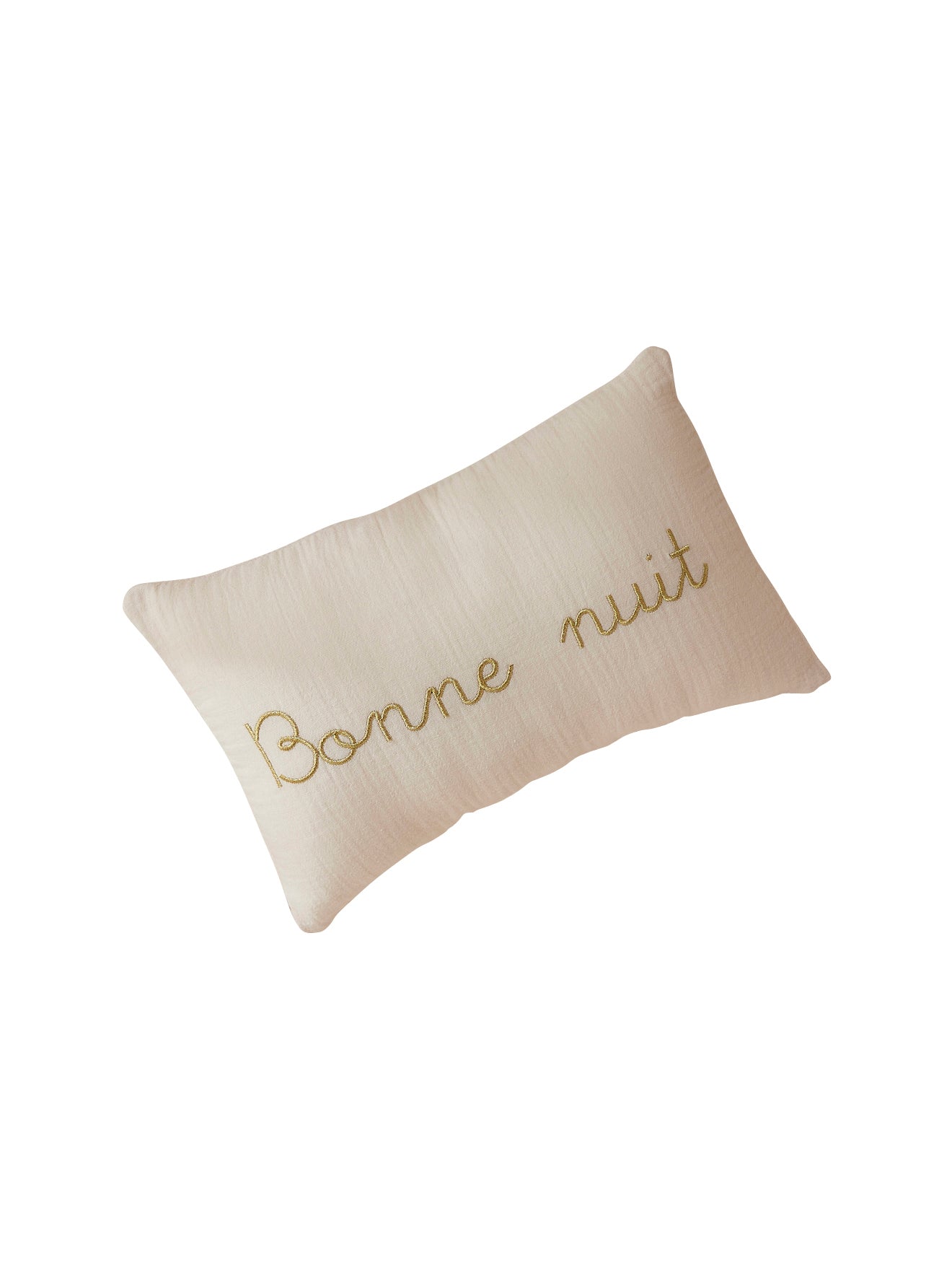 Petit coussin gaze de coton broderie dorée