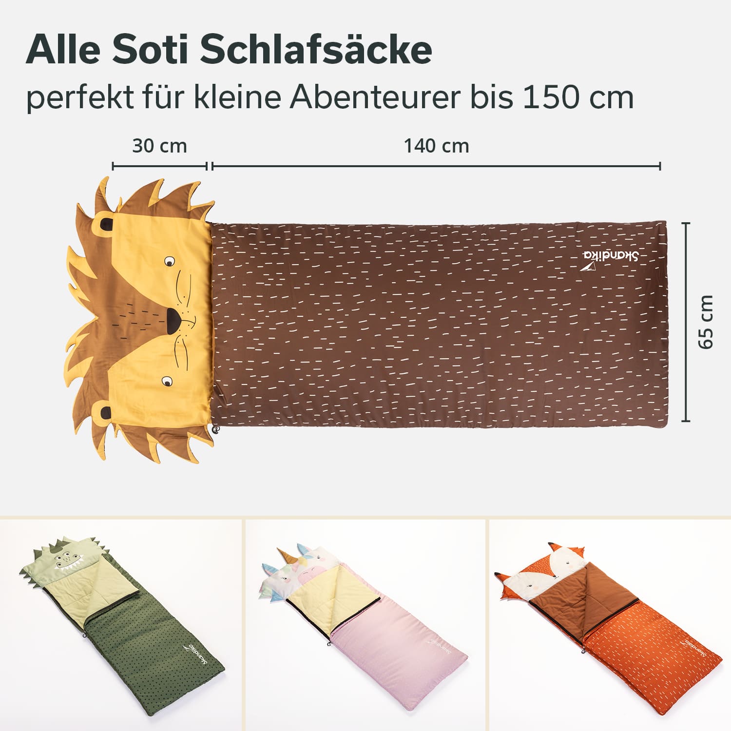 Skandika Soti rechthoekige kinder slaapzak - Leeuw