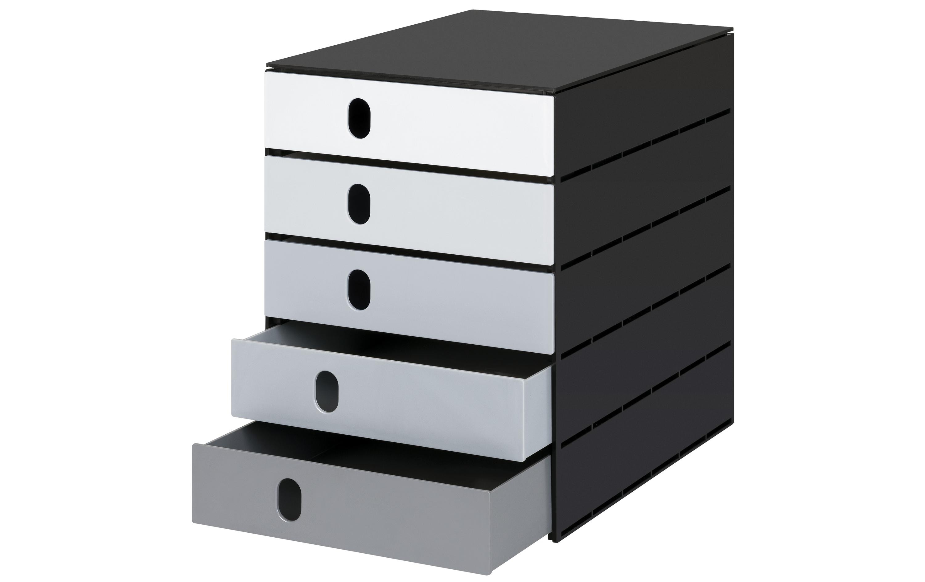 Schubladenbox styroval pro color flow 5 Schubladen, GrauSchubladenbox für Formate bis C4