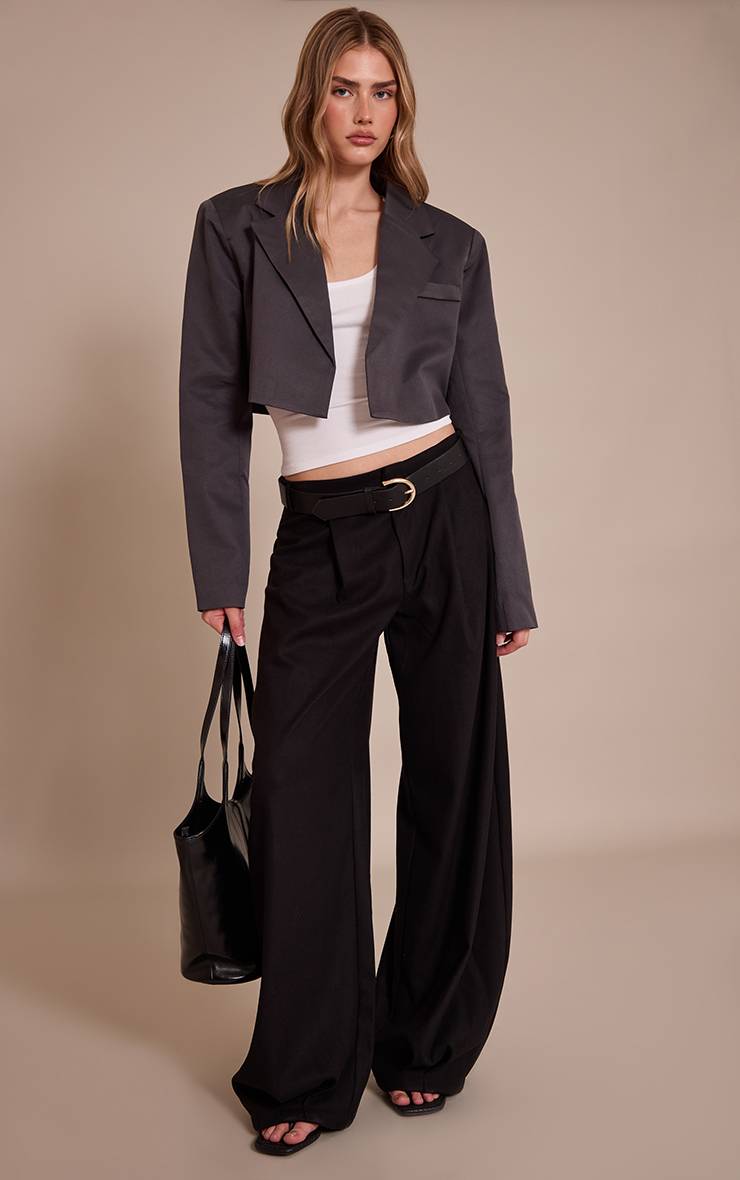 Charbon Blazer Court Ajusté