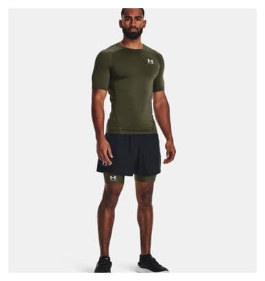Maillot manches courtes de compression Under Armour HeatGear Kaki Homme