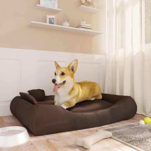 Cama retangular acolchoada marrom para animais de estimação Vidaxl