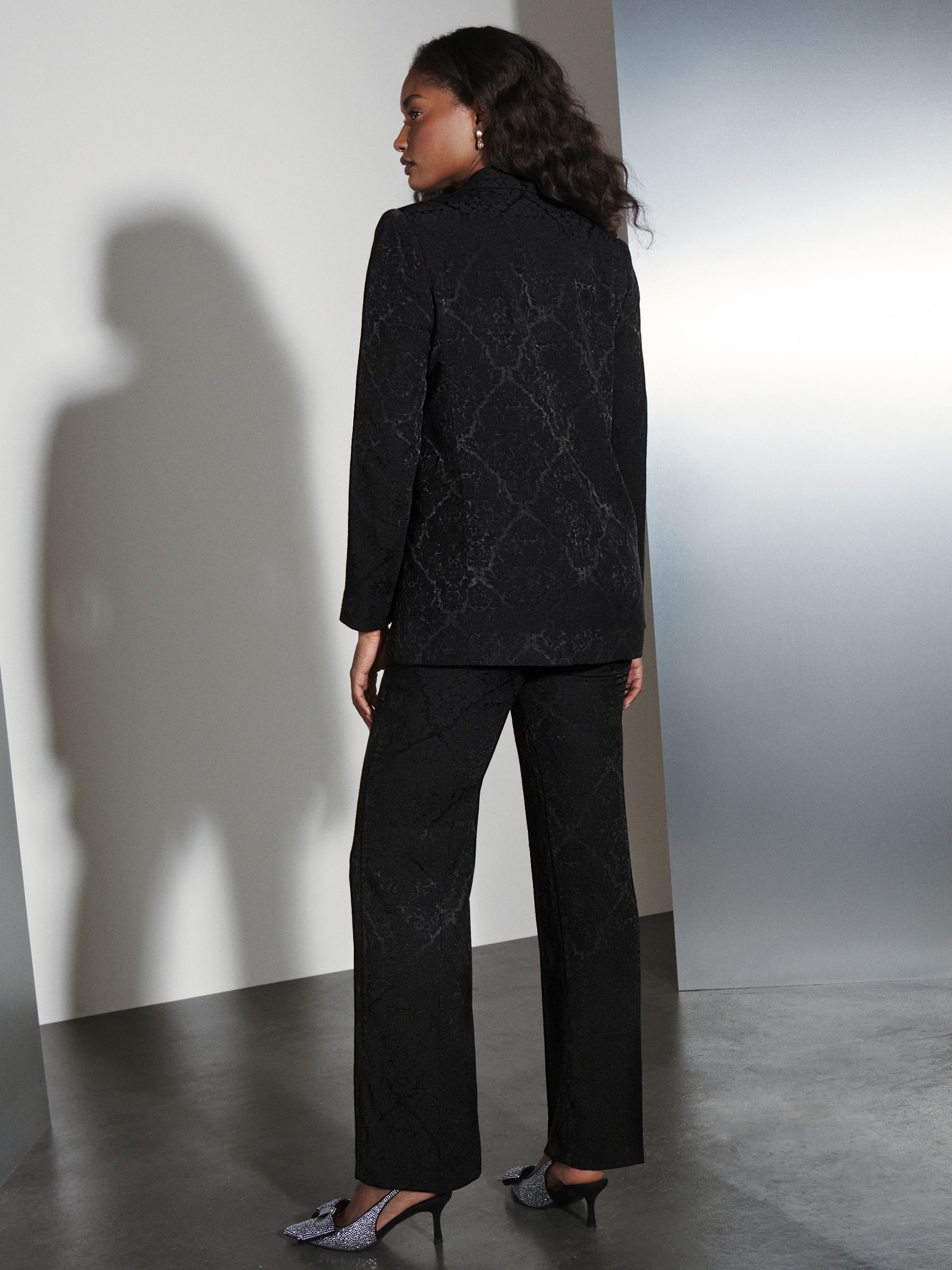 Zwart - Jacquard Occasion Single Breasted Blazer