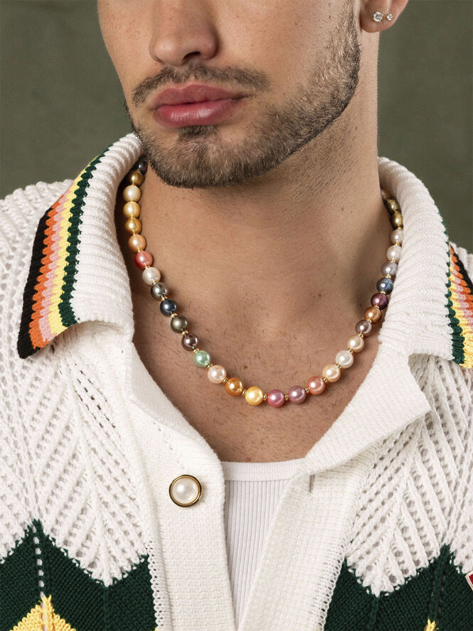 Nialaya Pastel Pearl Necklace with Gold Plating Pearl