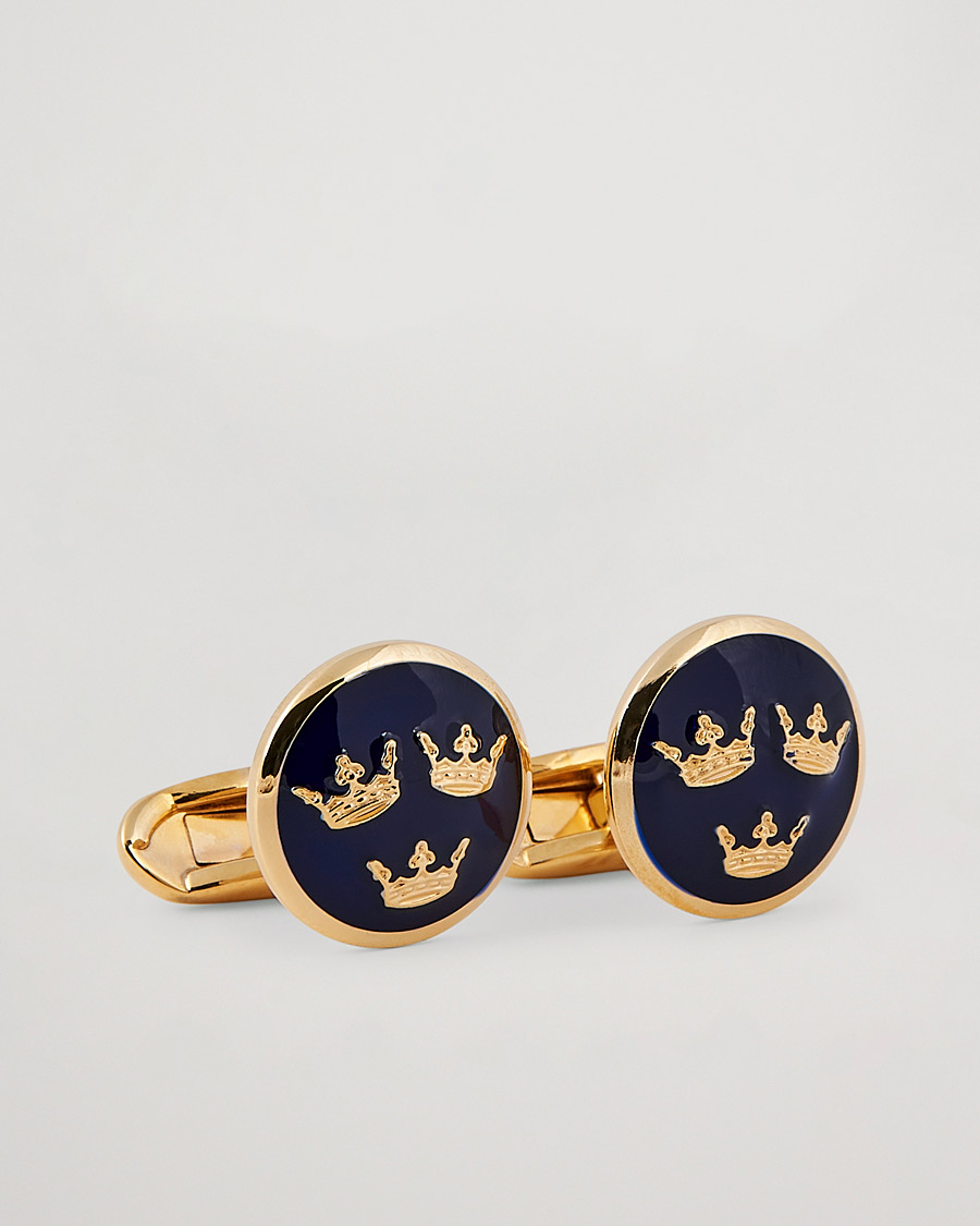Stenströms Three Crown Cufflink Navy/Gold