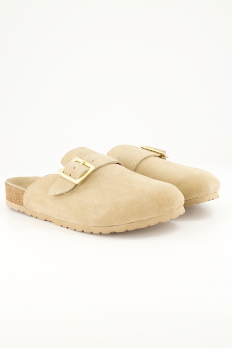 Leder-Mules, echtes Veloursleder, anatomisches Fußbett, Weite H