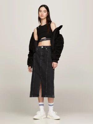 Regata cropped com recorte de fita com logo