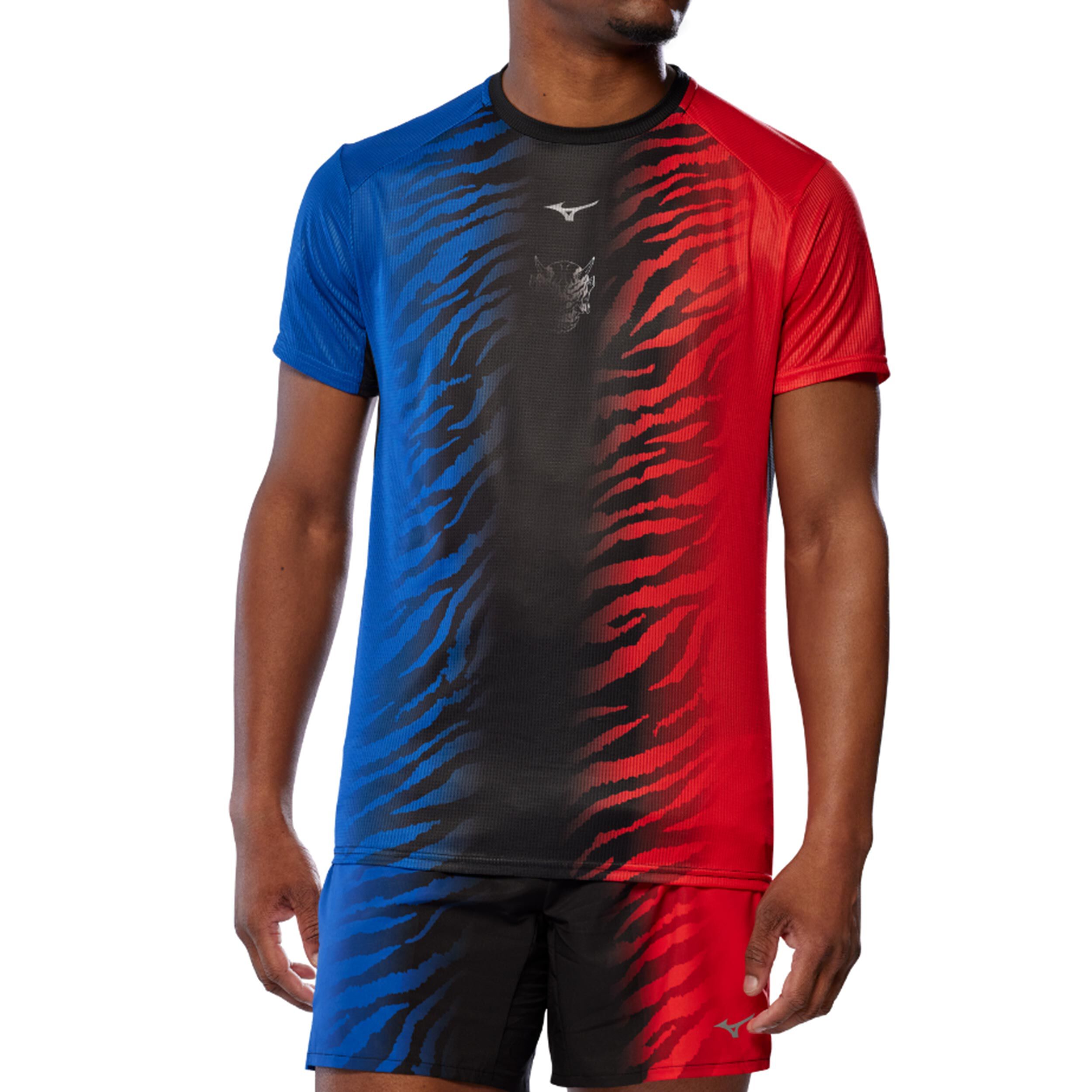 Mizuno DryAeroFlow Graphic Tee Maillot De Course Hommes - Noir , Rouge
