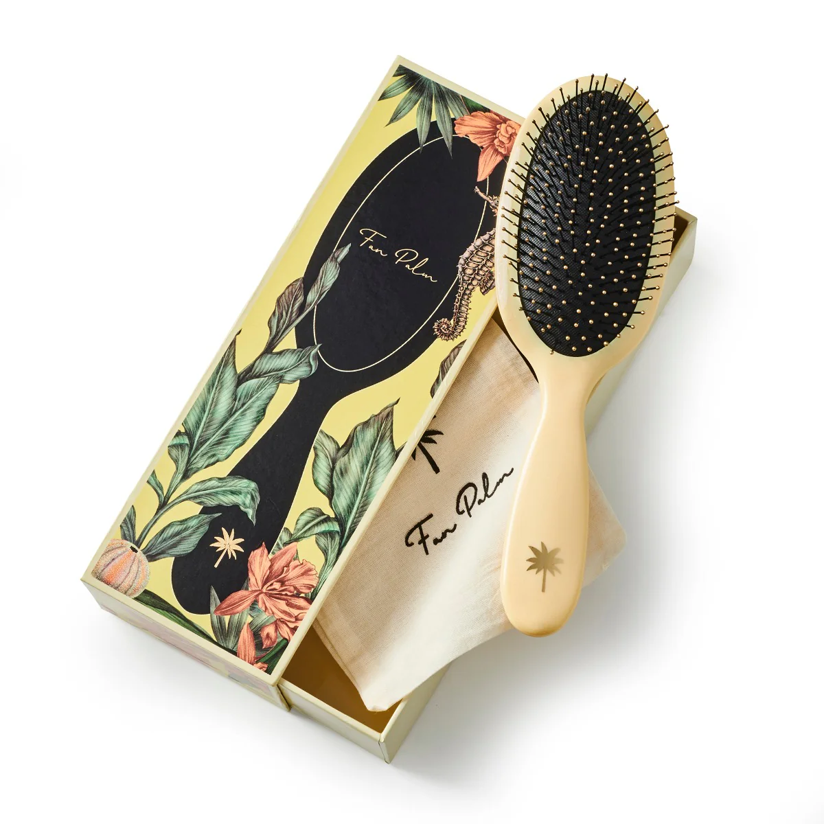 Fan Palm  Medium Wet Brush hårbørste, Sunshine - Gloss Light Yellow w/Glitter