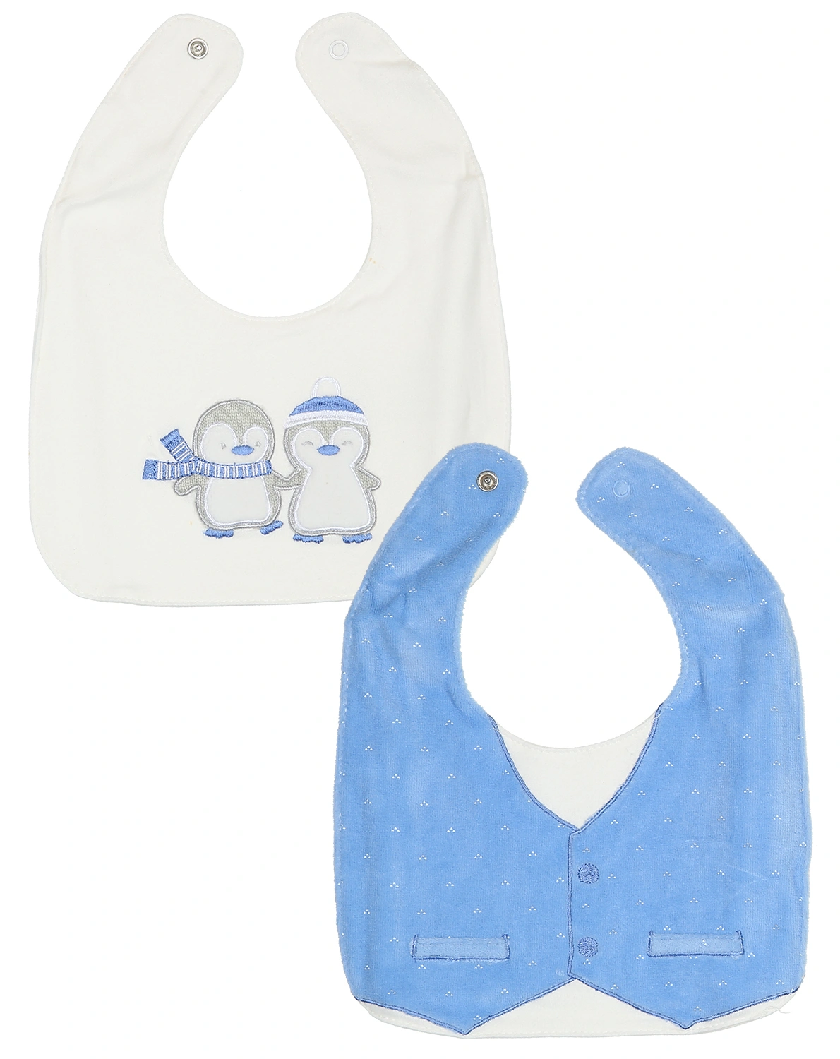 Lätzchen PINGUINE & WESTE 2er-Pack in weiß/hellblau