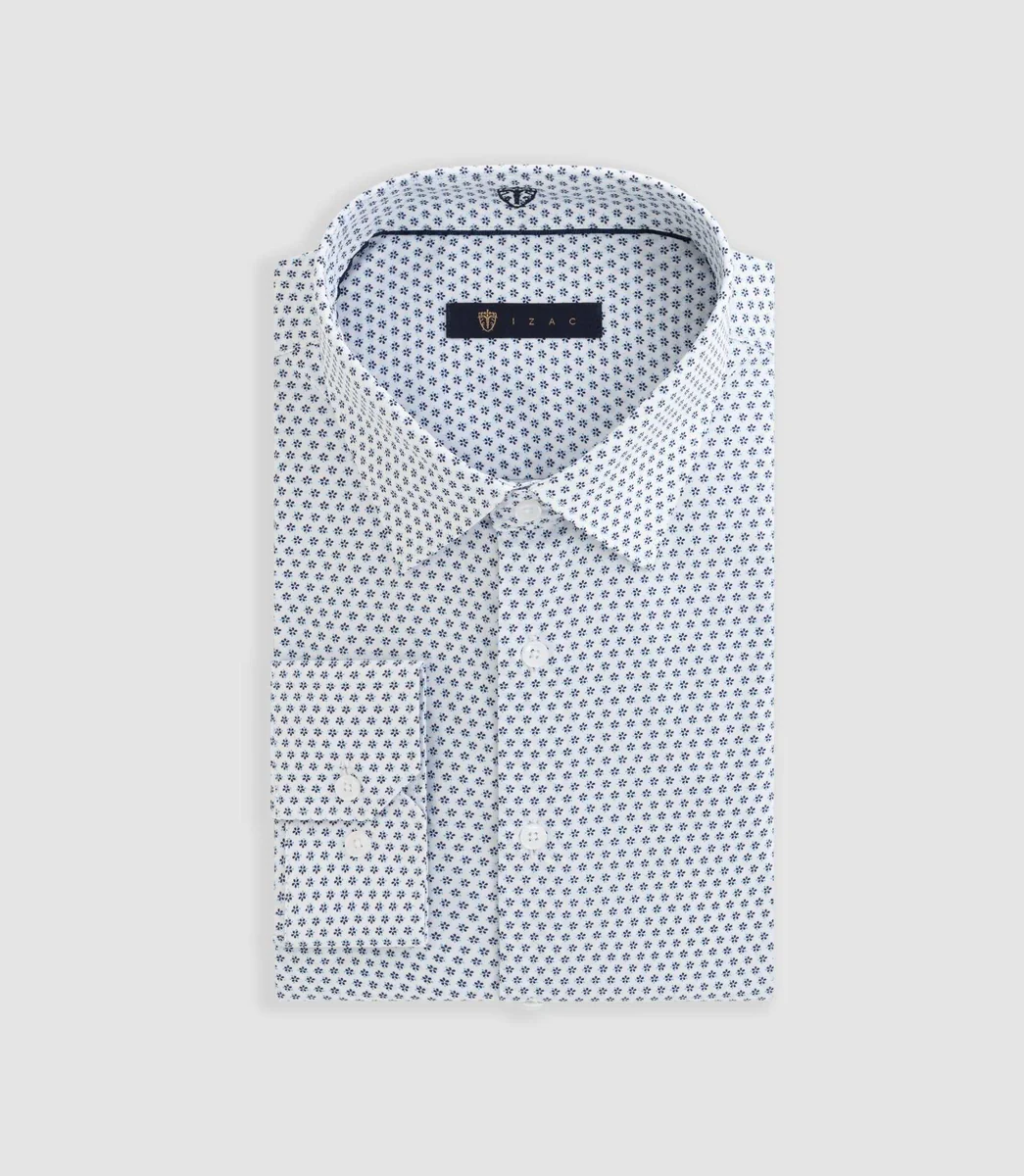 Chemise à imprimé micro motif blanche 