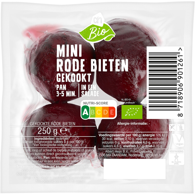 AH Biologisch Mini rode gekookte bieten