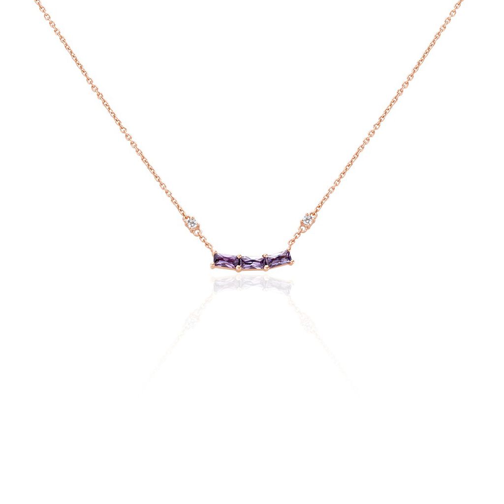 Collier Purple Mood Argent Rose Oxyde De Zirconium