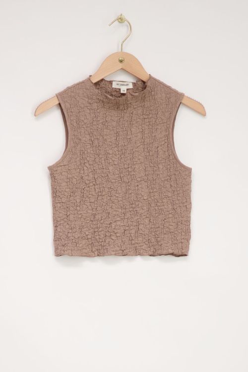 Taupe mouwloze top bubble