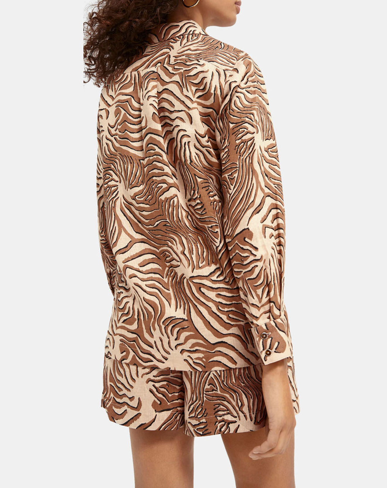 Scotch & Soda Chemise 100% Lin imprimée corail beige