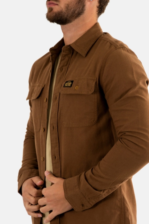 Chemise superdry flannel 9ck sandstone brown