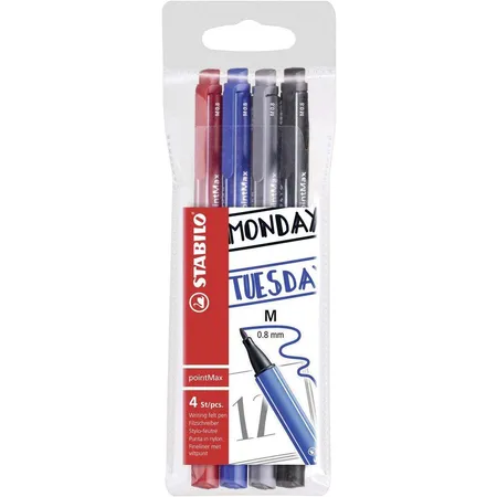Filzschreiber - STABILO pointMax - My STABILO Journal - 4er Pack - dunkelrot, ultramarinblau, dunkelgrau, schwarz