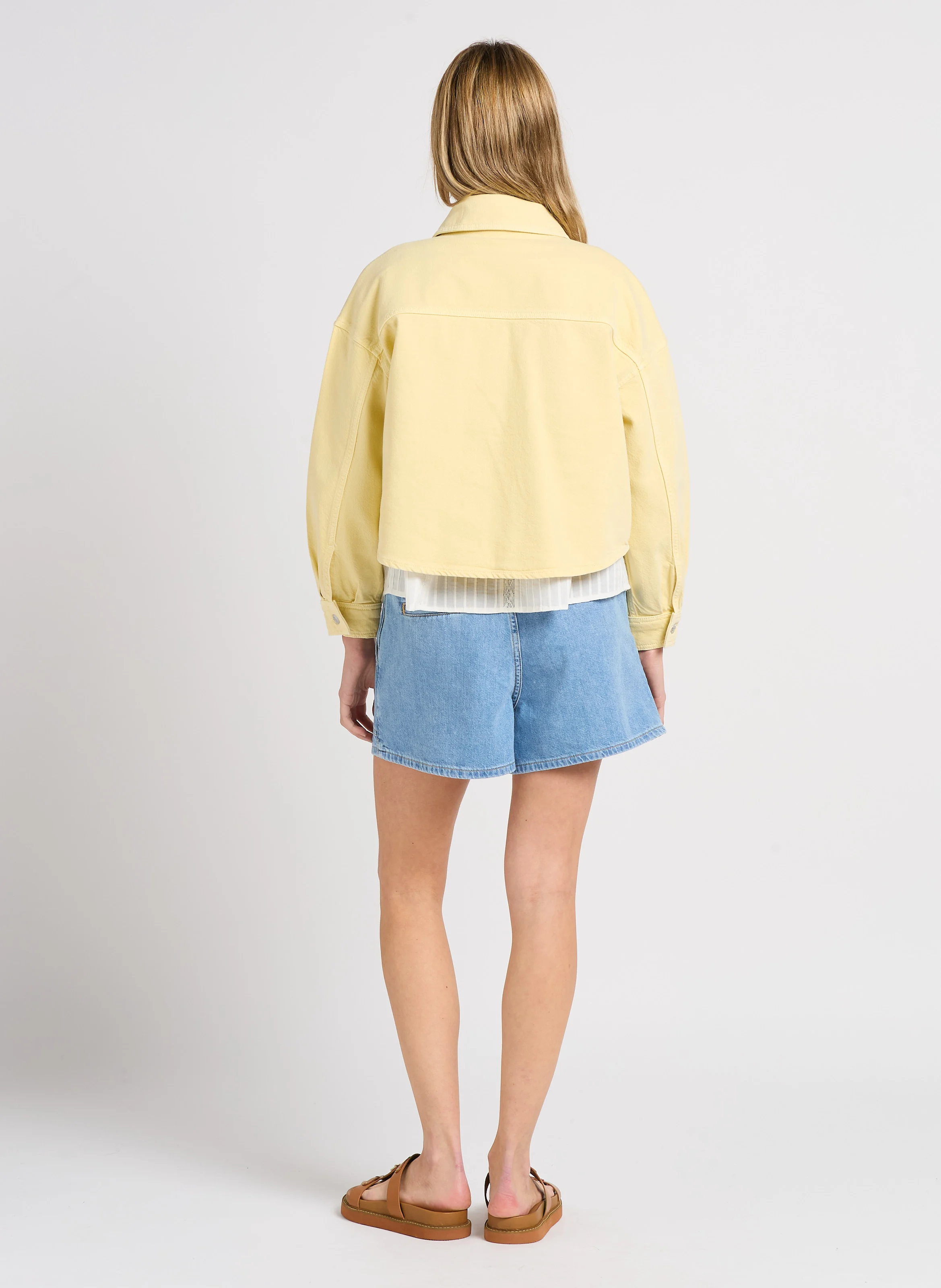 MABO - Short large taille haute en coton | Bleu