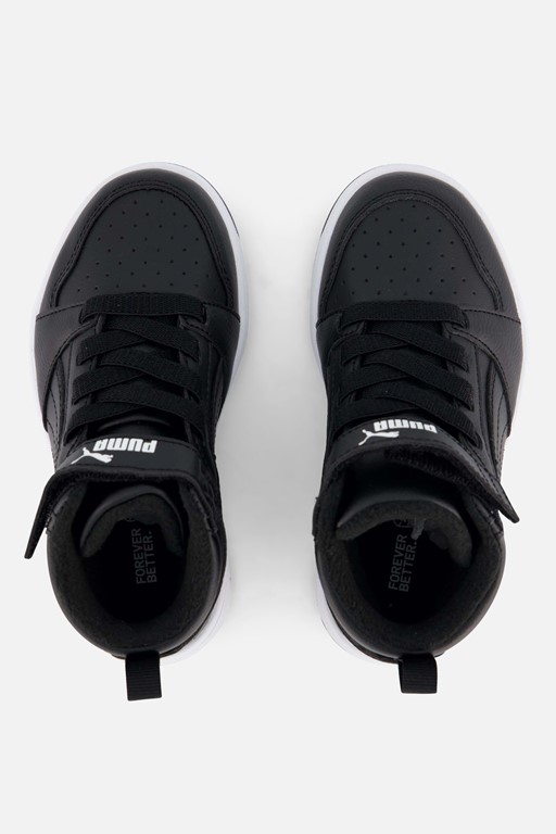 Puma Rebound v6 Mid Sneakers zwart Imitatieleer