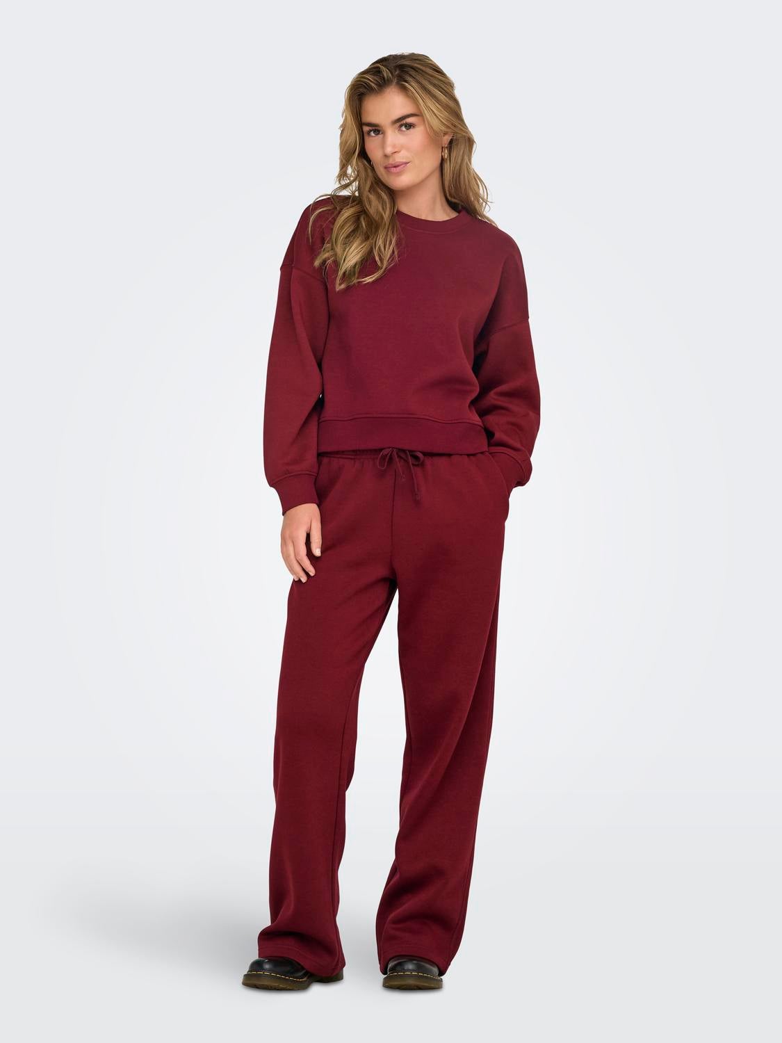 ONLBEST Mittlere Taille Weiter Beinschnitt Hose Cabernet