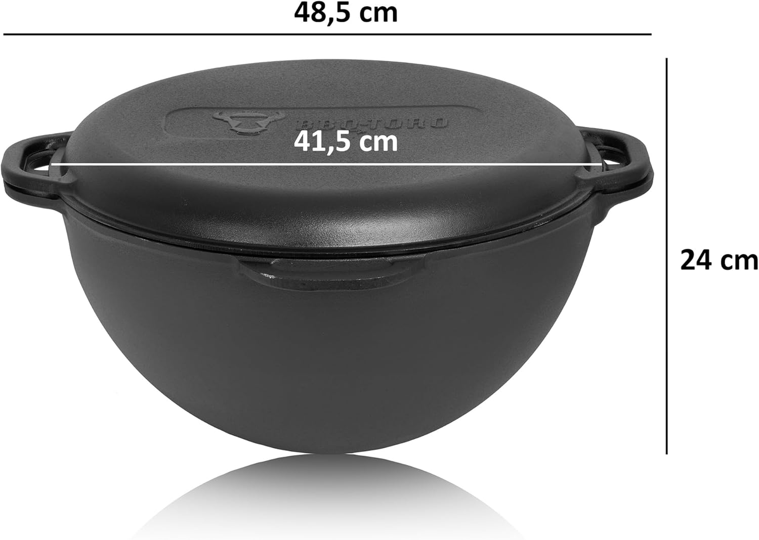 BBQ-Toro Gusseisen Kazan 19 Liter mit Kazan Ofen Ø 45 cm | XXL Gusstopf mit Deckel, Gusseisentopf | Gulaschkessel, Feuerkessel, Outdoor Ofen | Feuer-Ofen, Eintopfofen, Feuerstelle, Utschak