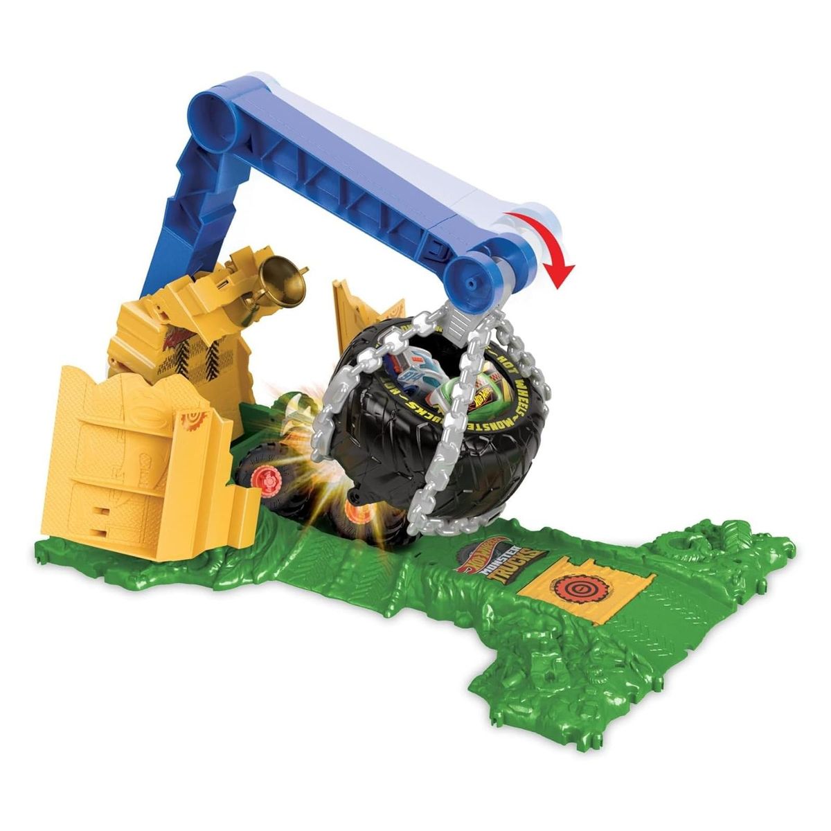 Mattel HTP18 - Hot Wheels - Monster Trucks - Arena Smashers - Spielset mit einem Fahrzeug, Chargin Challenge