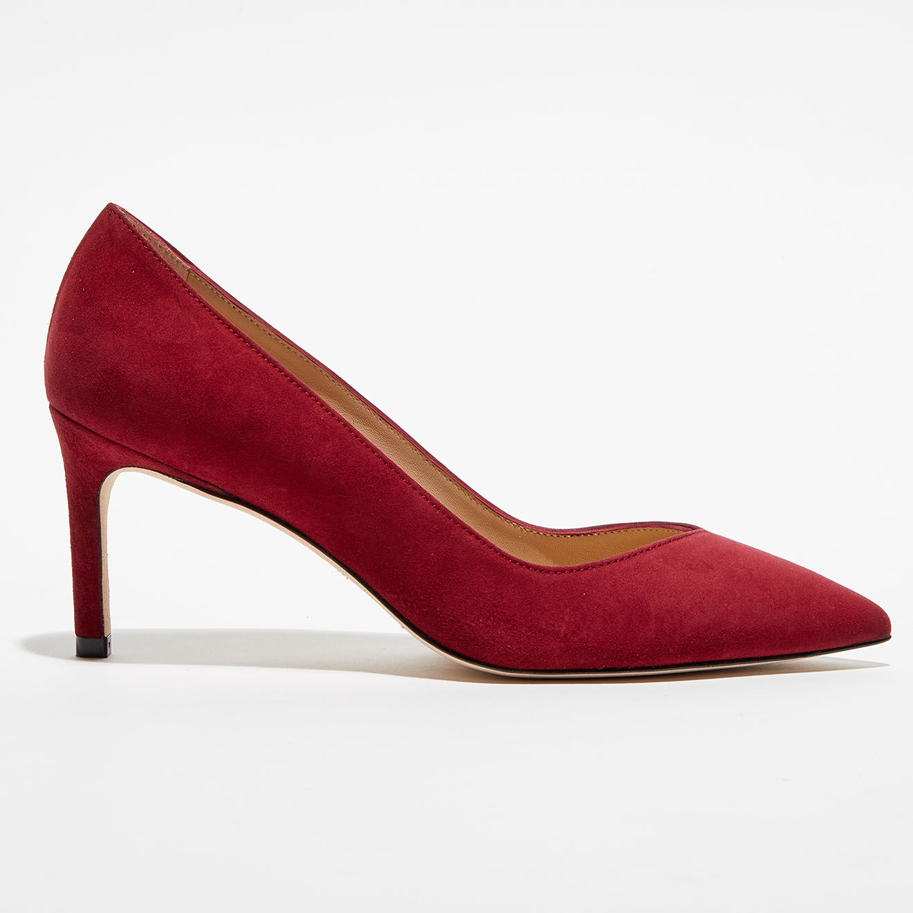 Stuart Weitzman Escarpins en Velours de Cuir Anny 70 rouges - Talon 7 cm