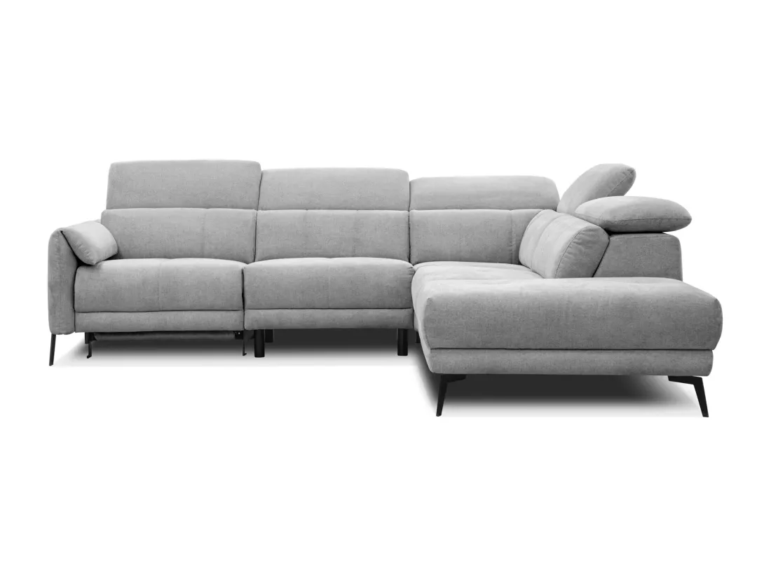 Canapé d'angle 5 places avec un relax électrique tissu gris - SCALA