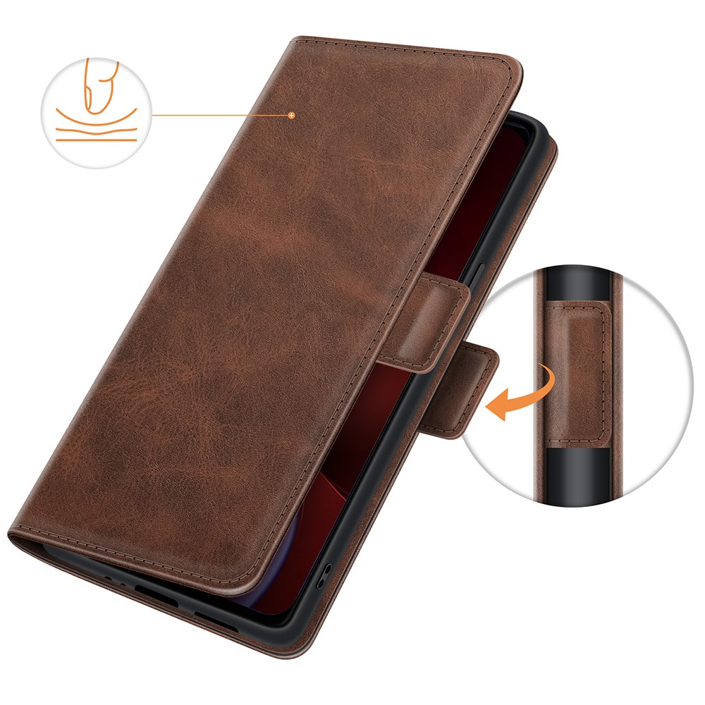 iPhone 13 Pro Vintage Leder Tasche Flip Cover Fashion Design - Braun