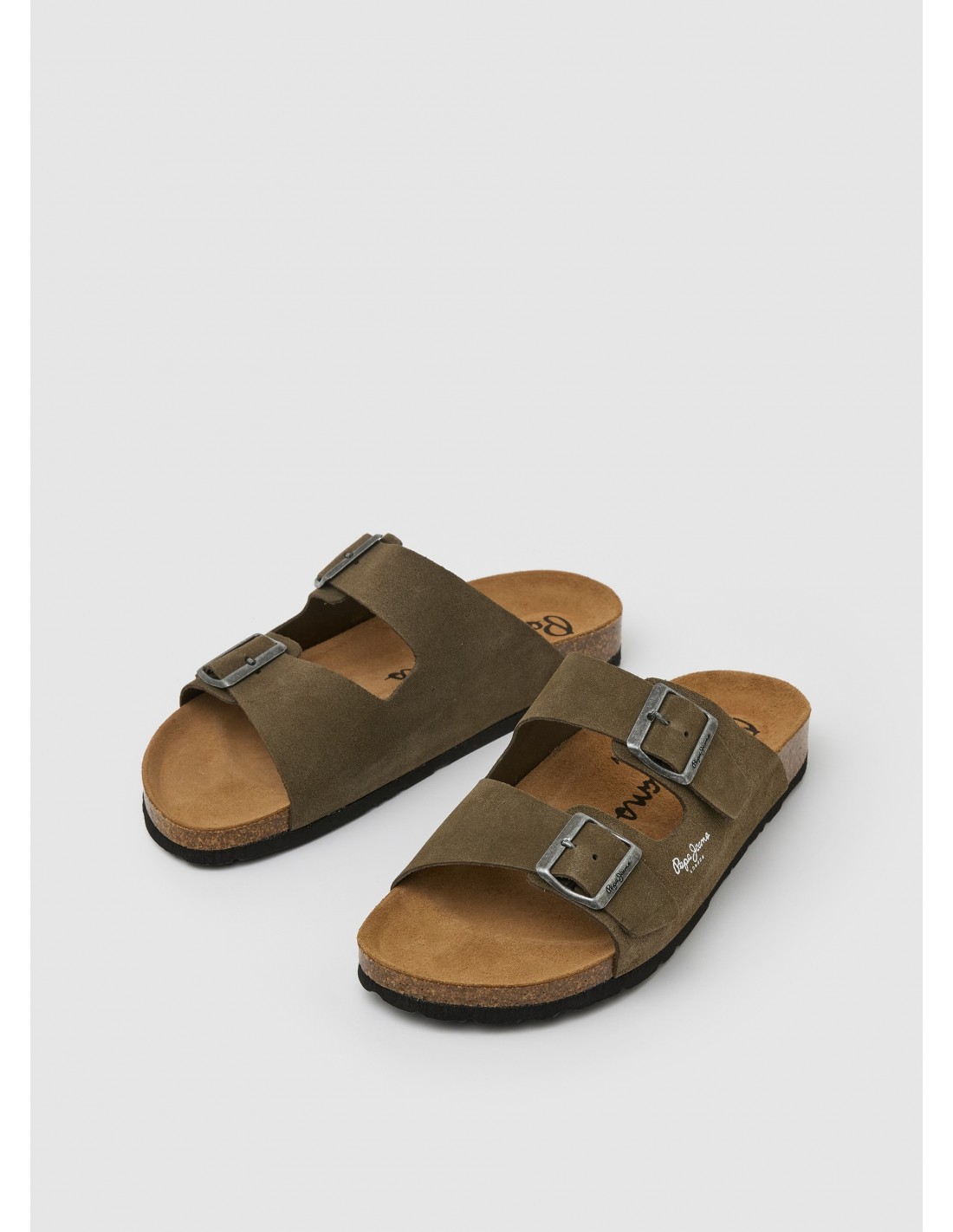 pepe jeans sandales homme bio daim marron foncé