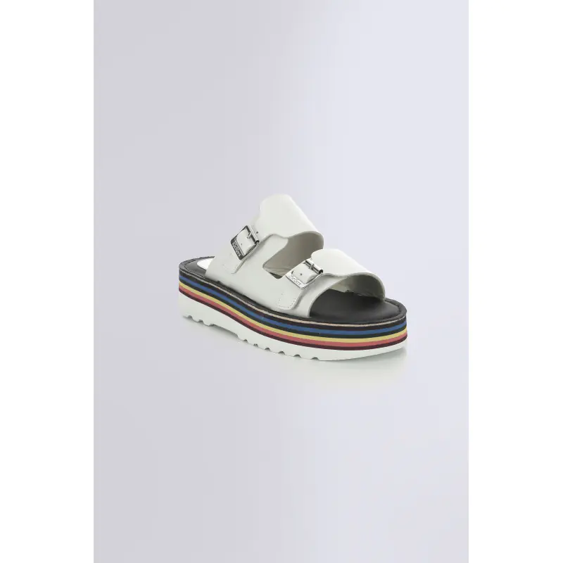 KICK HOT BLANC SEMELLE MULTICOLOR MULES Cuir Femme