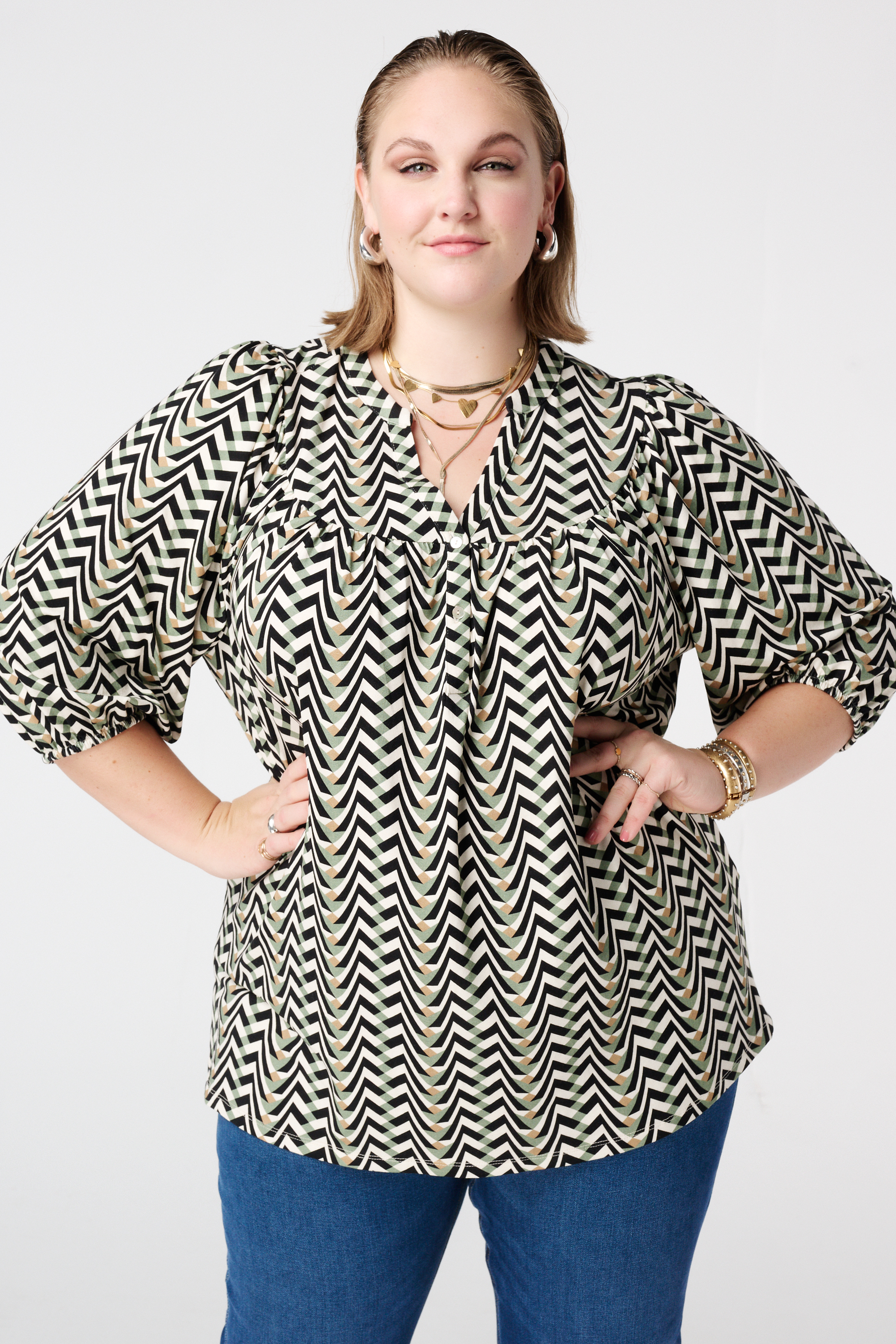 Jersey top met print Multi Mint