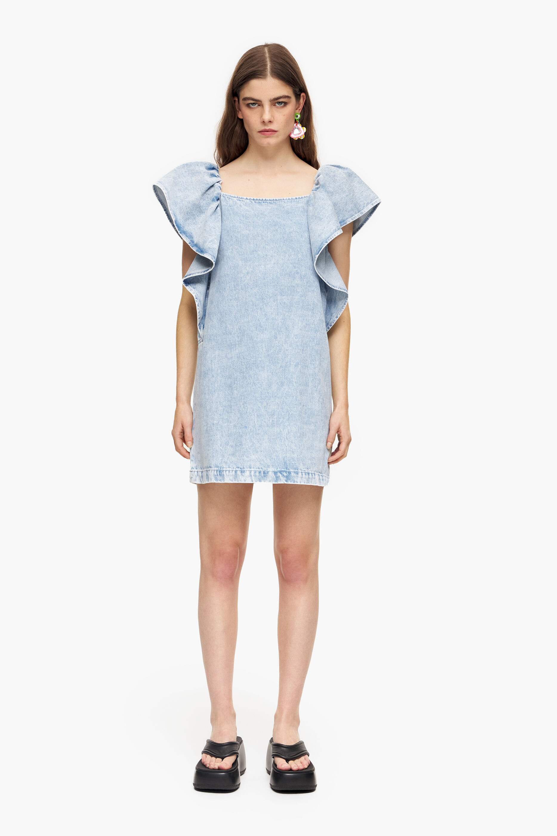 Vestido curto jeans azul claro