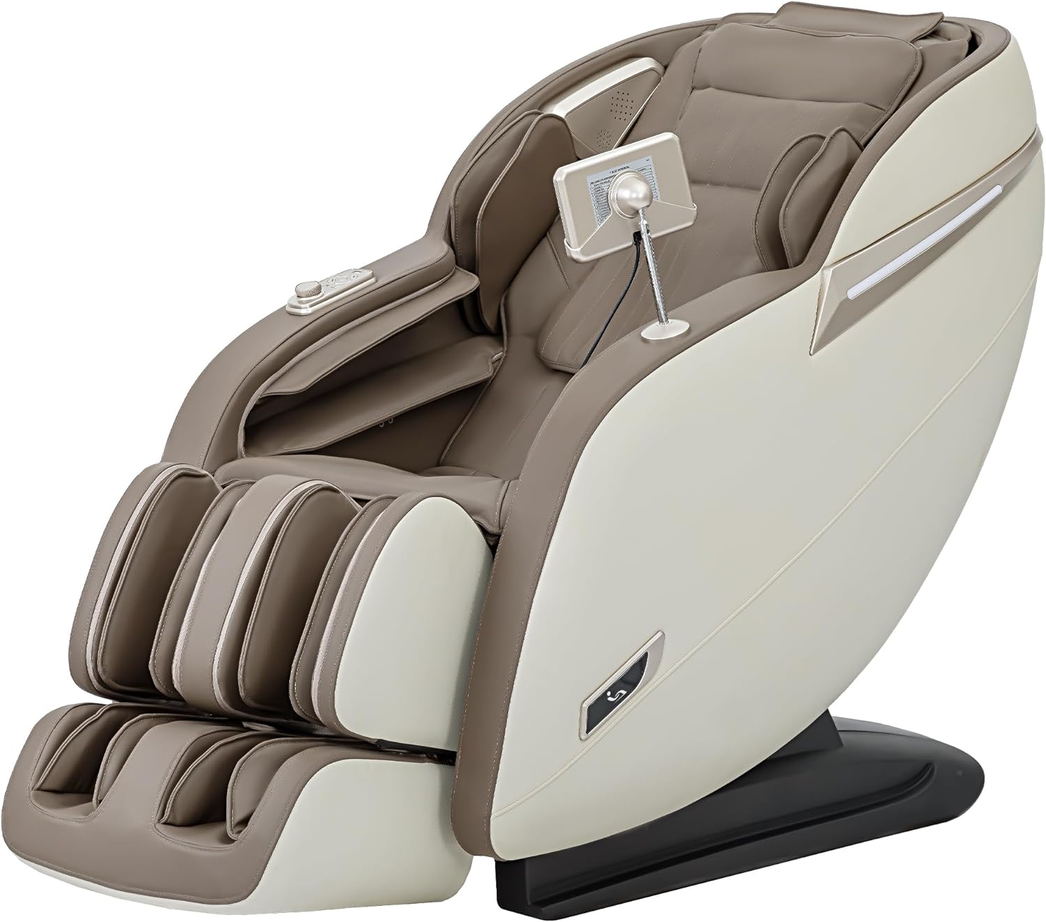 Poltrona de massagem corporal completa MassaMAX 2024, reclinável com gravidade zero, alongamento de ioga, trilho SL, airbags, aquecimento, tela sensível ao toque e massagem nos pés (MD906-Bege)
