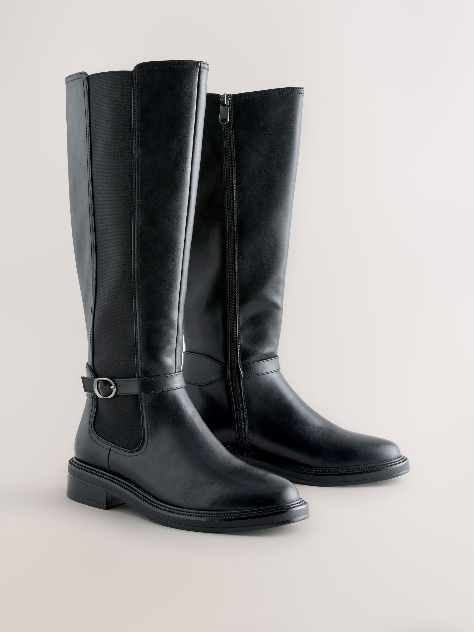 Zwart - Forever Comfort® rijlaarzen met gesp