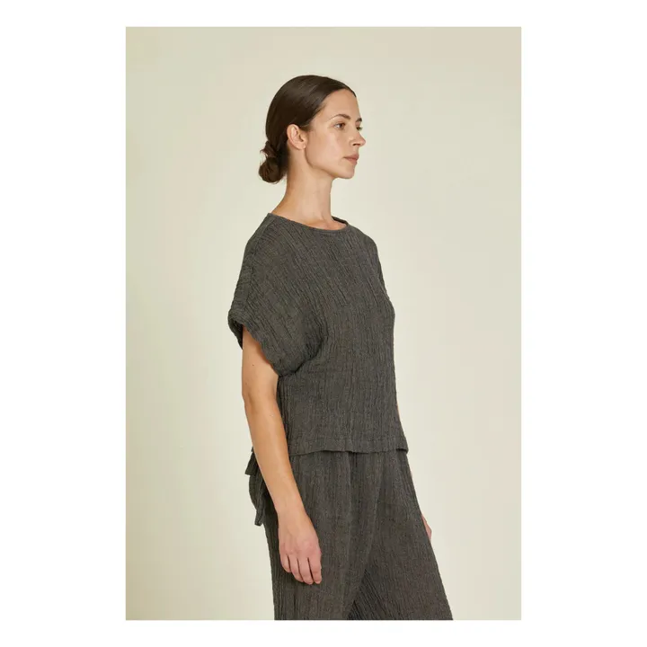 Black Crane Top Basique Lin | Gris ardoise