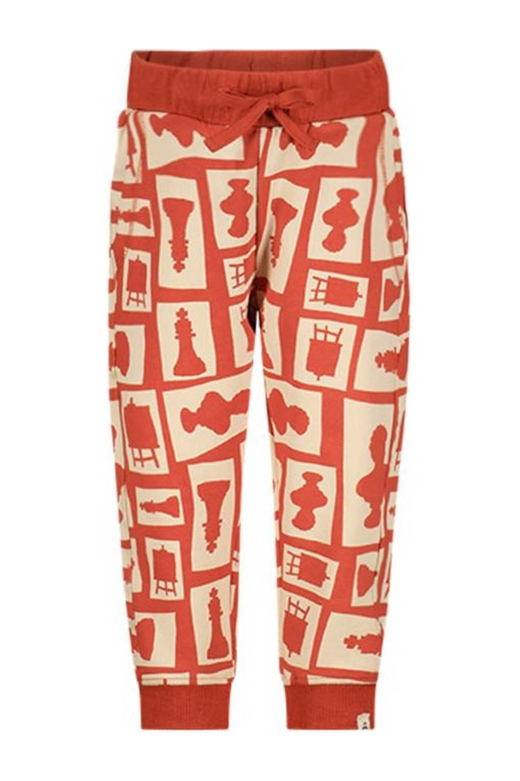 The New Chapter regular fit joggingbroek Jip met all over print rood/ecru