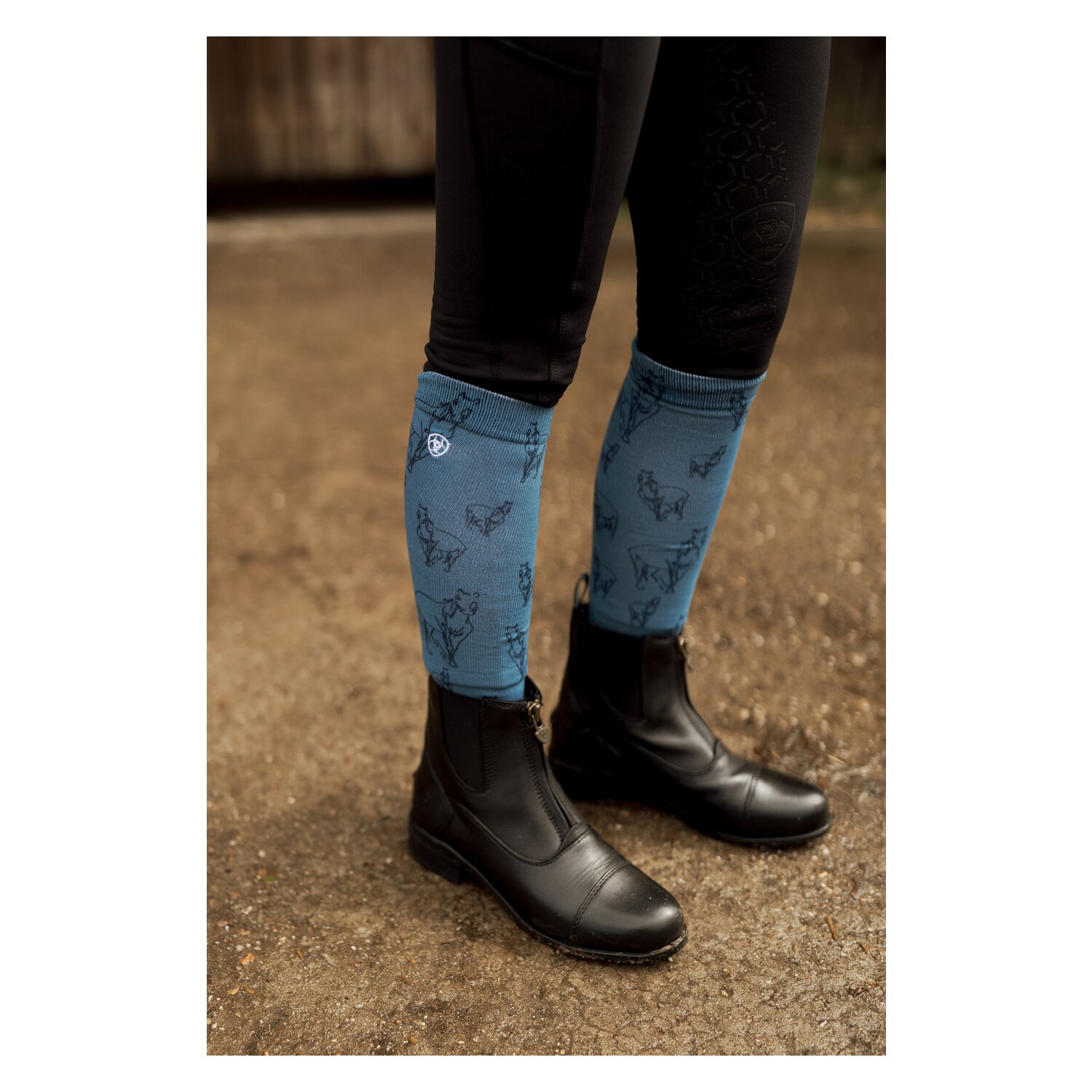 ARIAT Kniestrümpfe Slim Printed  - navy sketch horse - Einheitsgröße