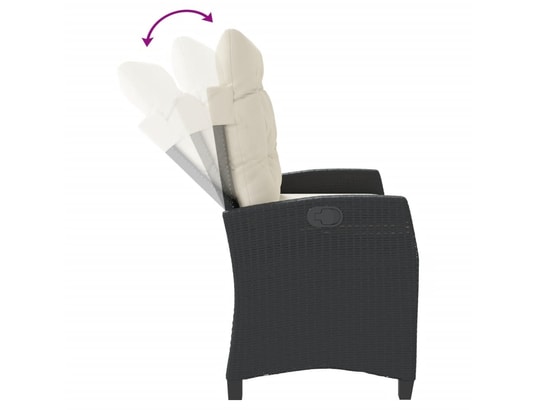 VIDAXL - Banc de jardin Banc inclinable de jardin avec coussins noir résine tressée
