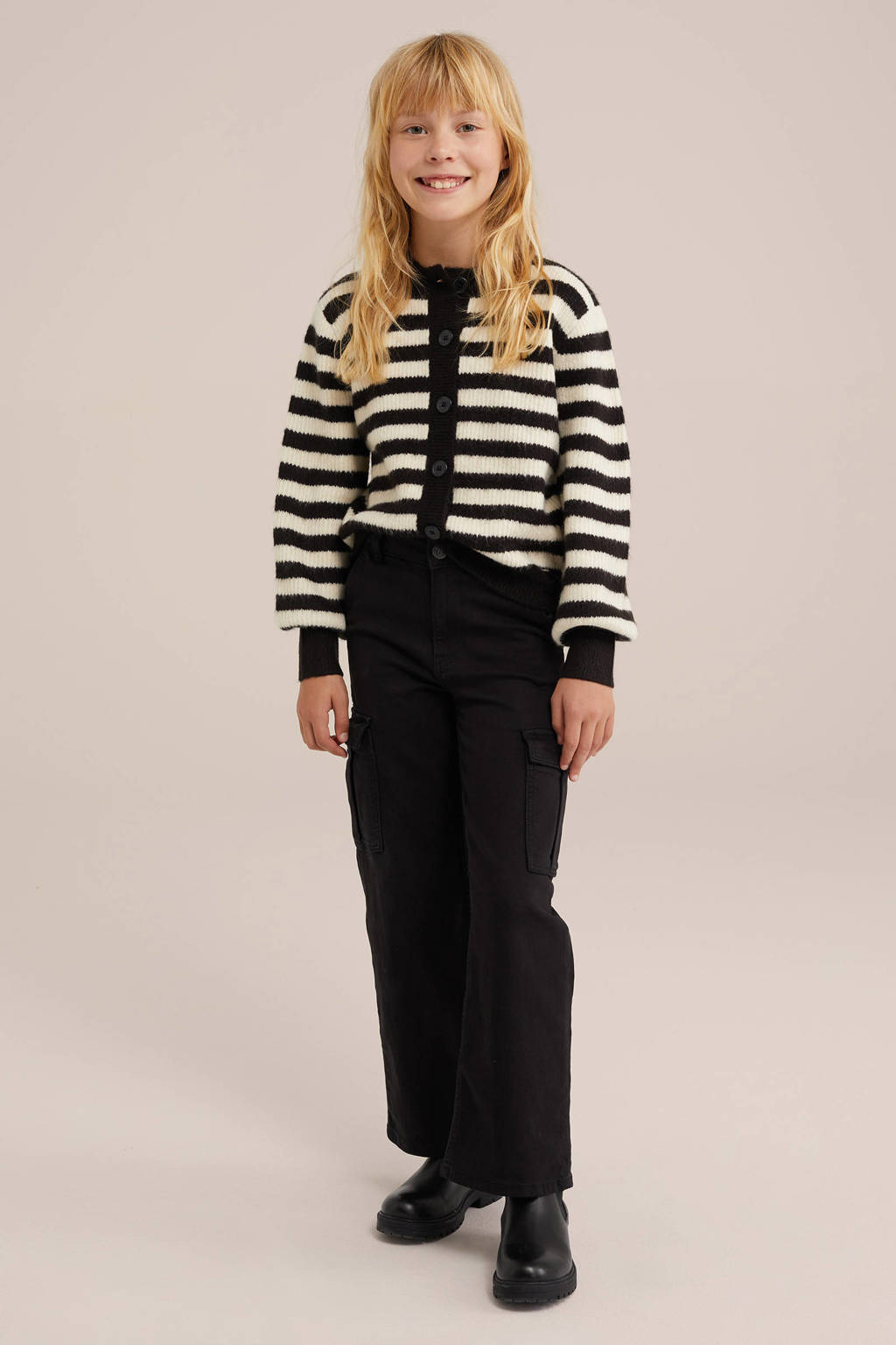 WE Fashion gestreept vest zwart/ecru